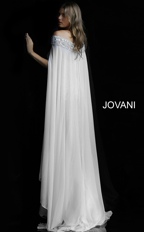 Jovani 45566 Ivory off the Shoulder Embellished Wedding Dress 
