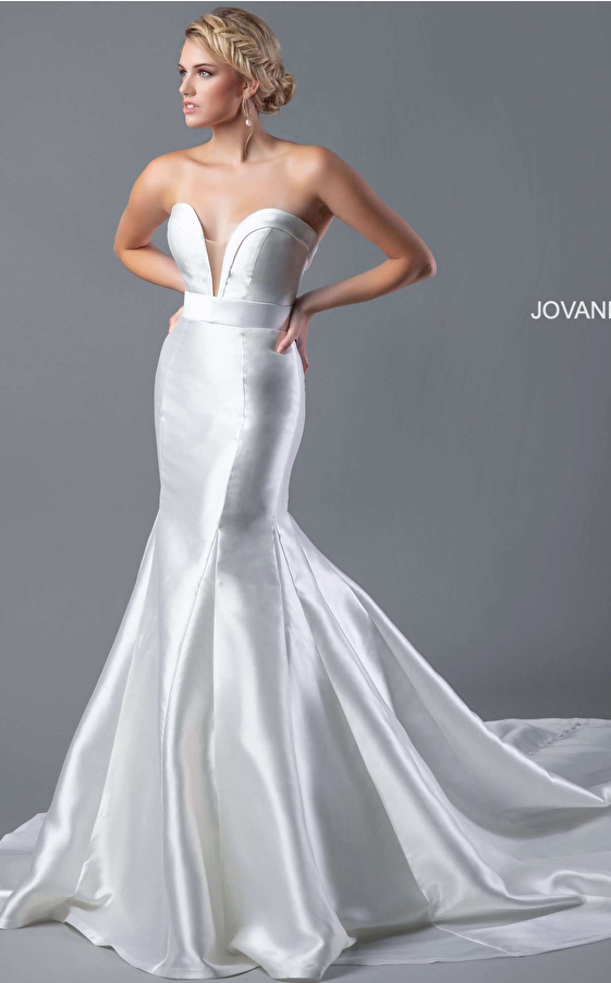 jovani Fit and Flare Mikado Bridal Gown AV05919