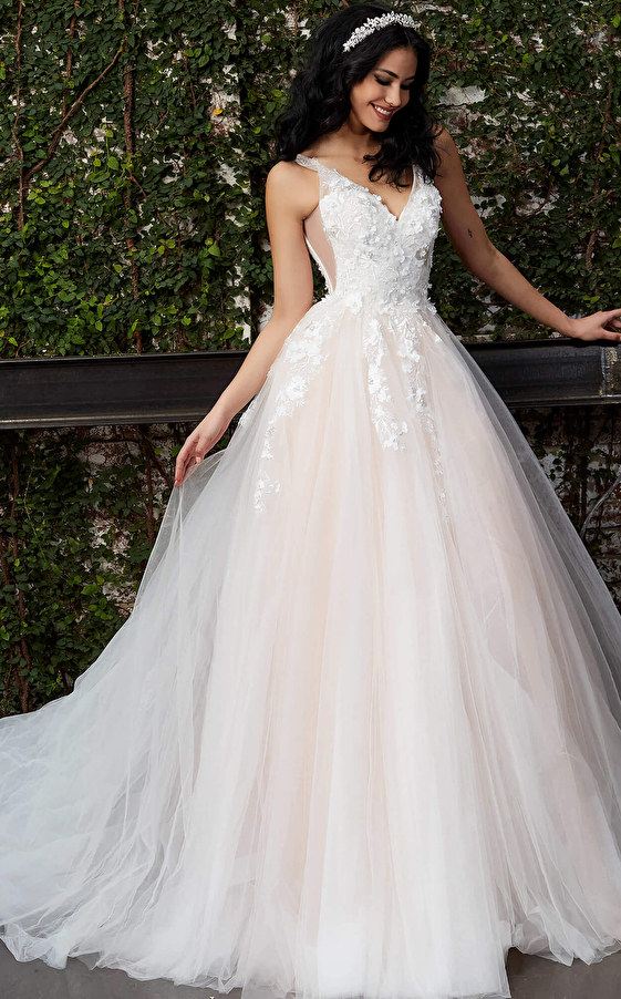 Tulle floral embellished bridal gown JB05353