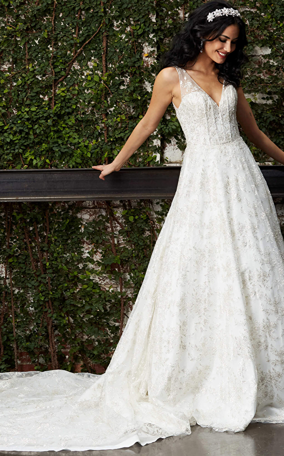 jovani Jovani JB06913 Off White Embellished A Line Bridal Gown