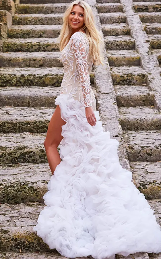 Sexy High Slit White Wedding Dress JB07050