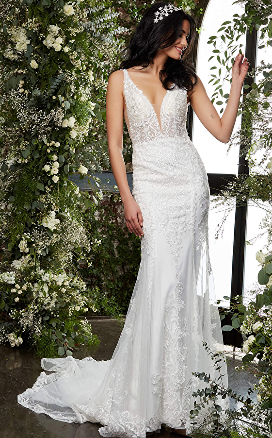 Jovani JB07385 Ivory Lace Sleeveless Bridal Dress