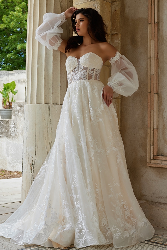 wedding dress with detachable sleeves JB220004