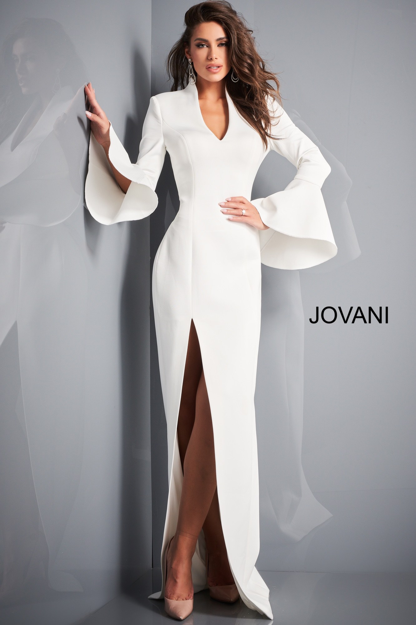 Jovani 04240 | White Long Sleeve Scuba ...