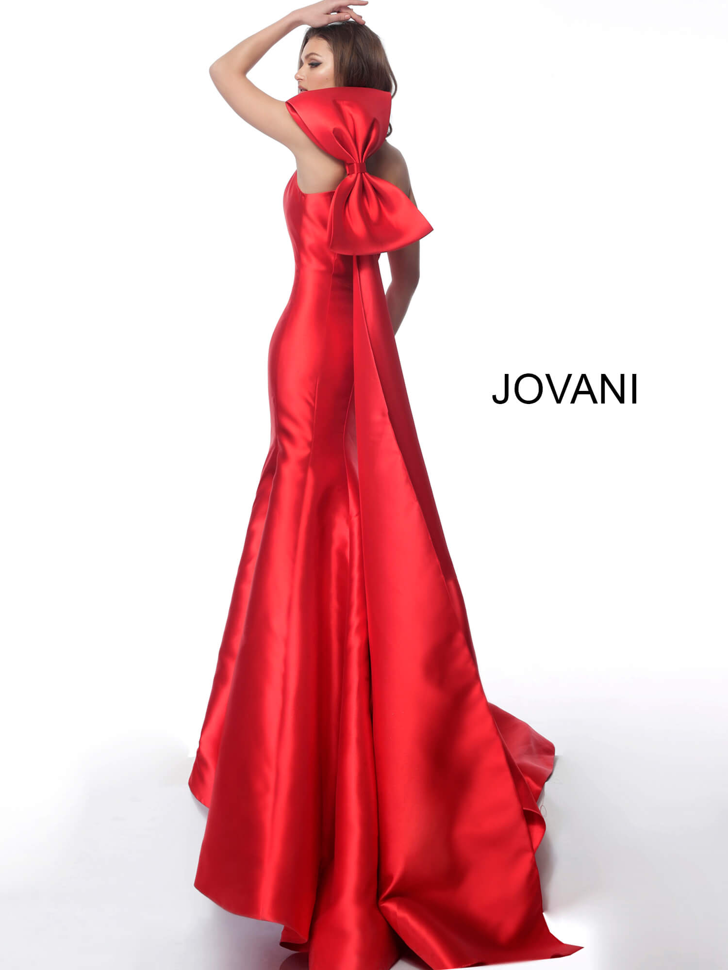 one shoulder red formal dress