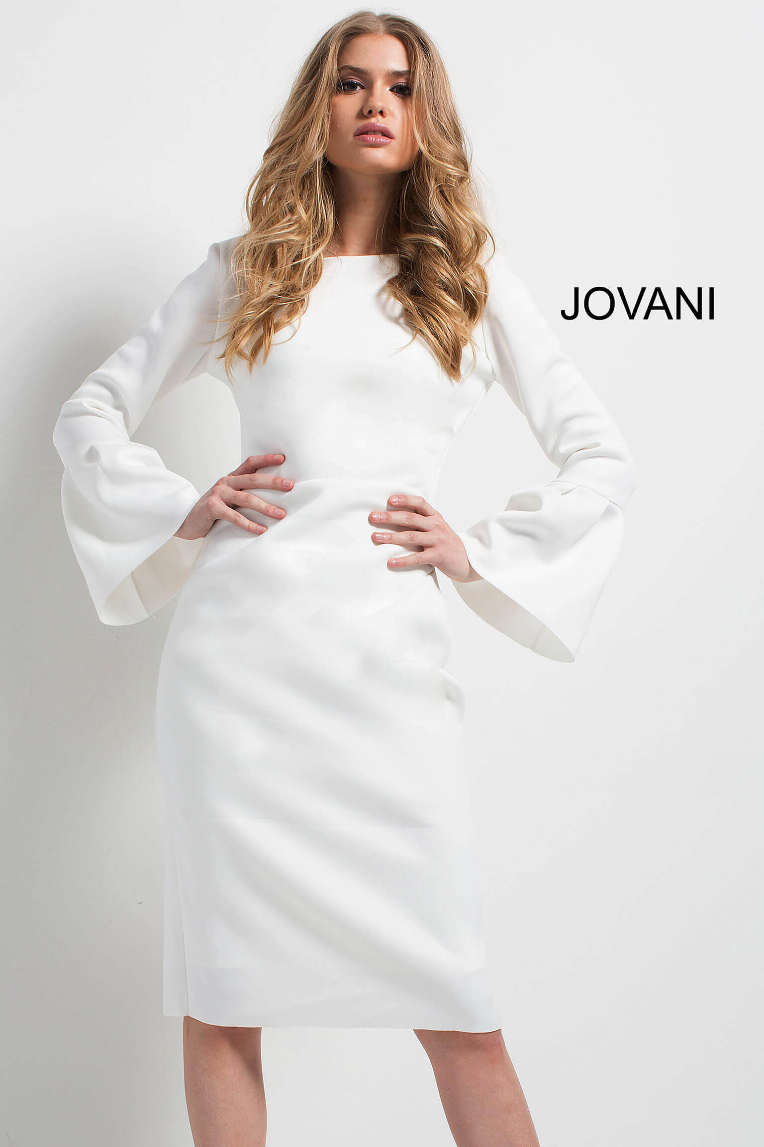 long sleeve white cocktail dress