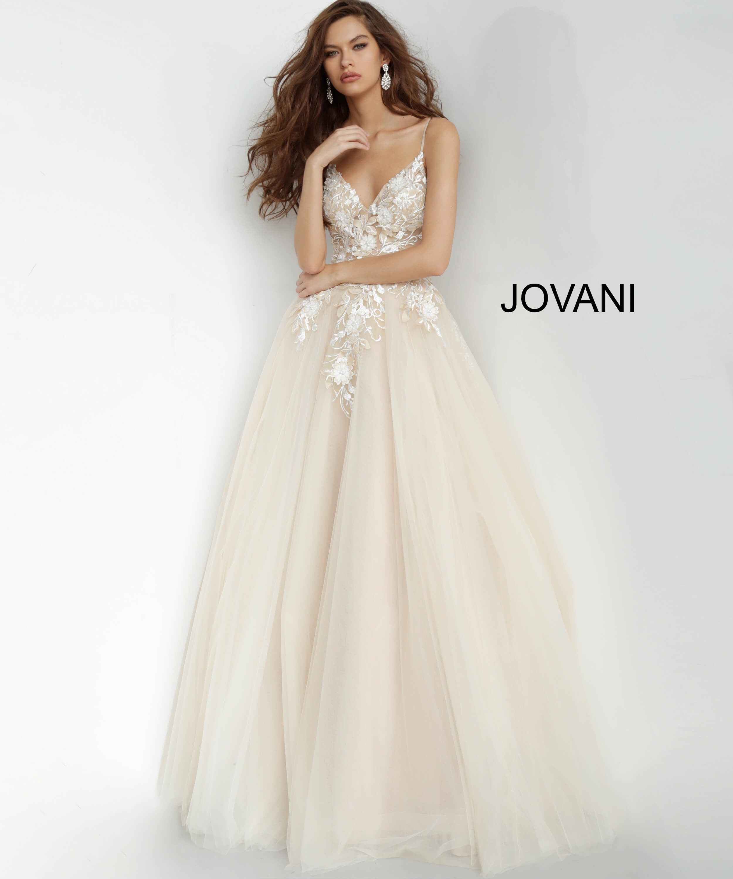 plunge neck ball gown