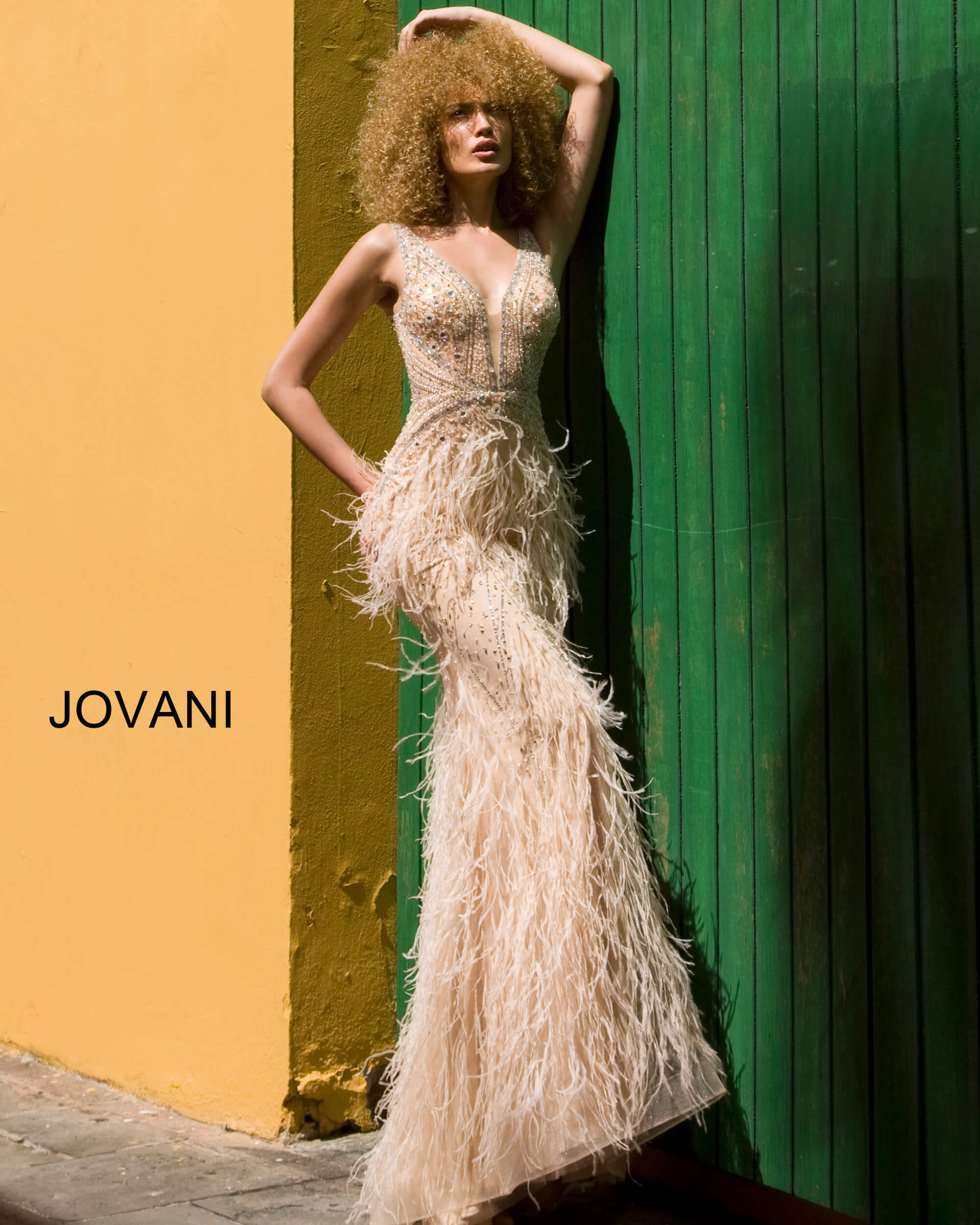 jovani feather dress