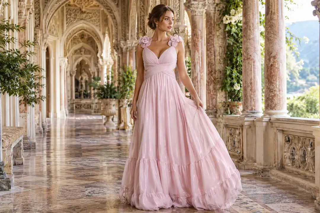 Pink empire waist mother of bride dress
