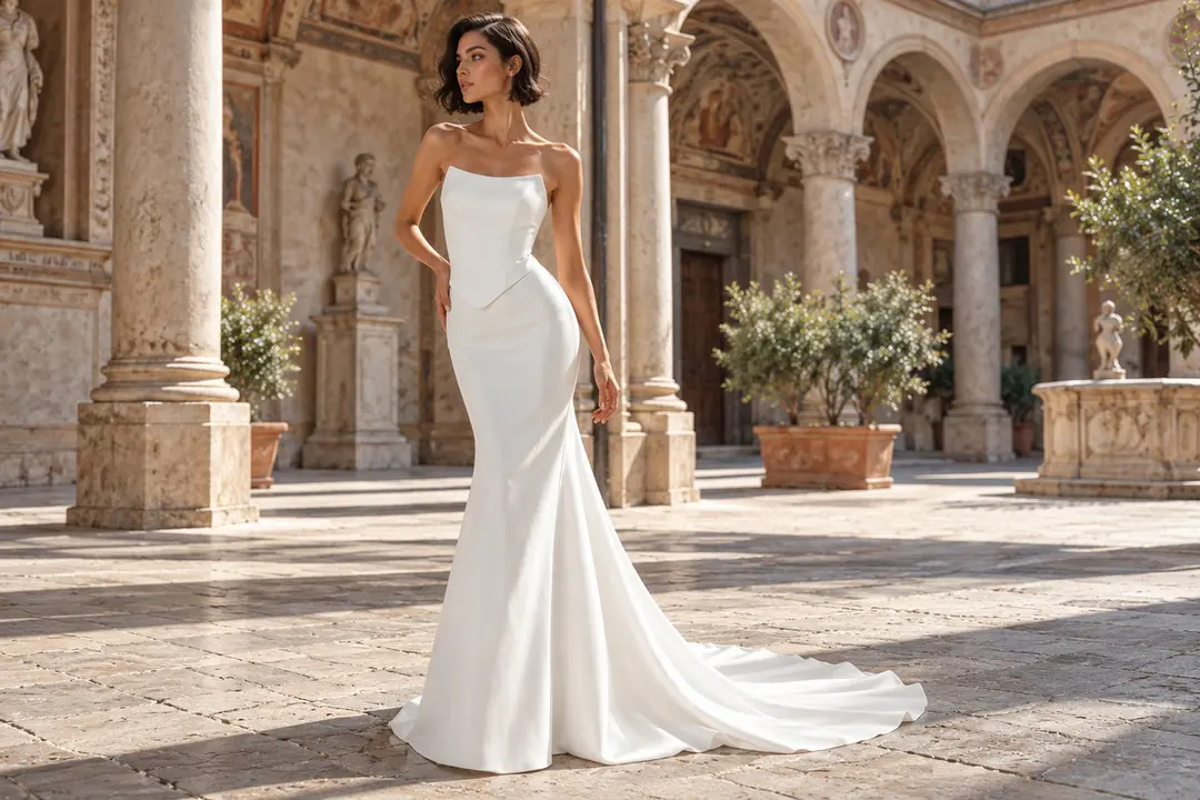 Structured Strapless Fitted Bridal Gown Editorial