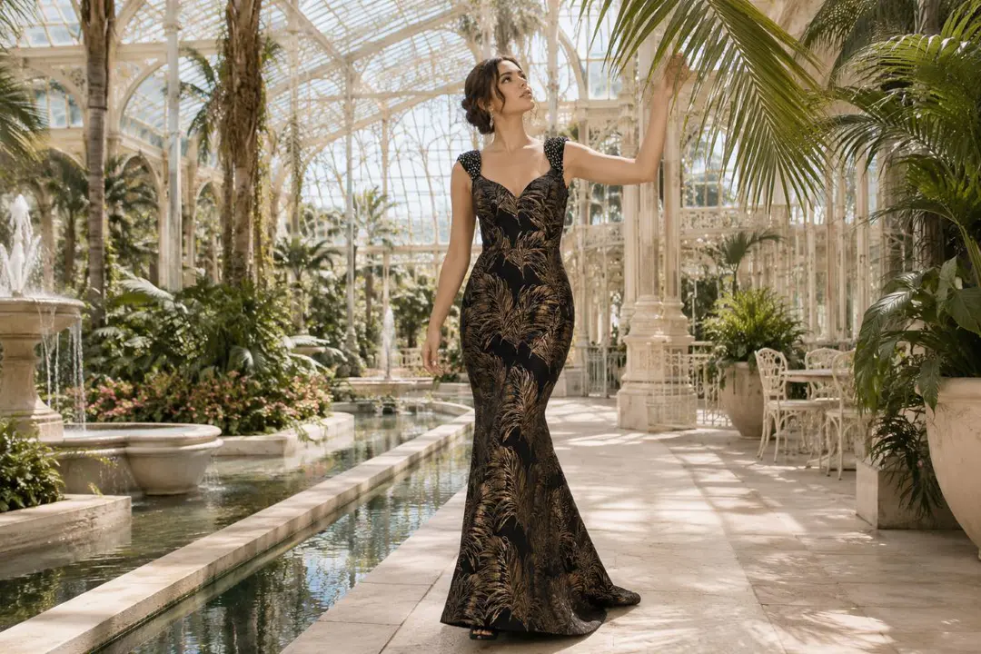 Black gold sweetheart mermaid evening gown