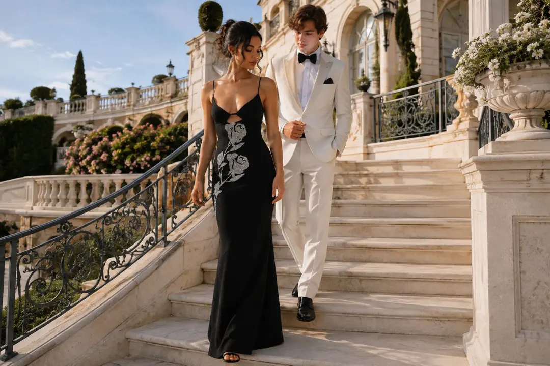 Black prom dress coordinated date outfits