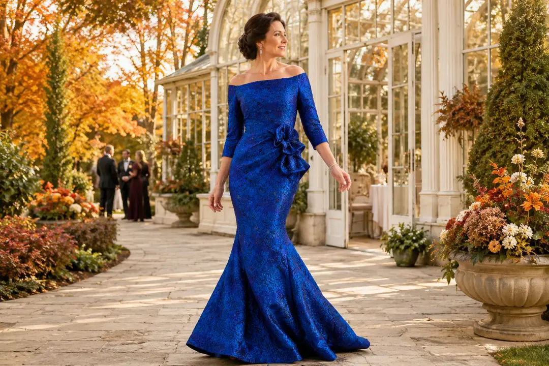 Cobalt fall mother of bride gown