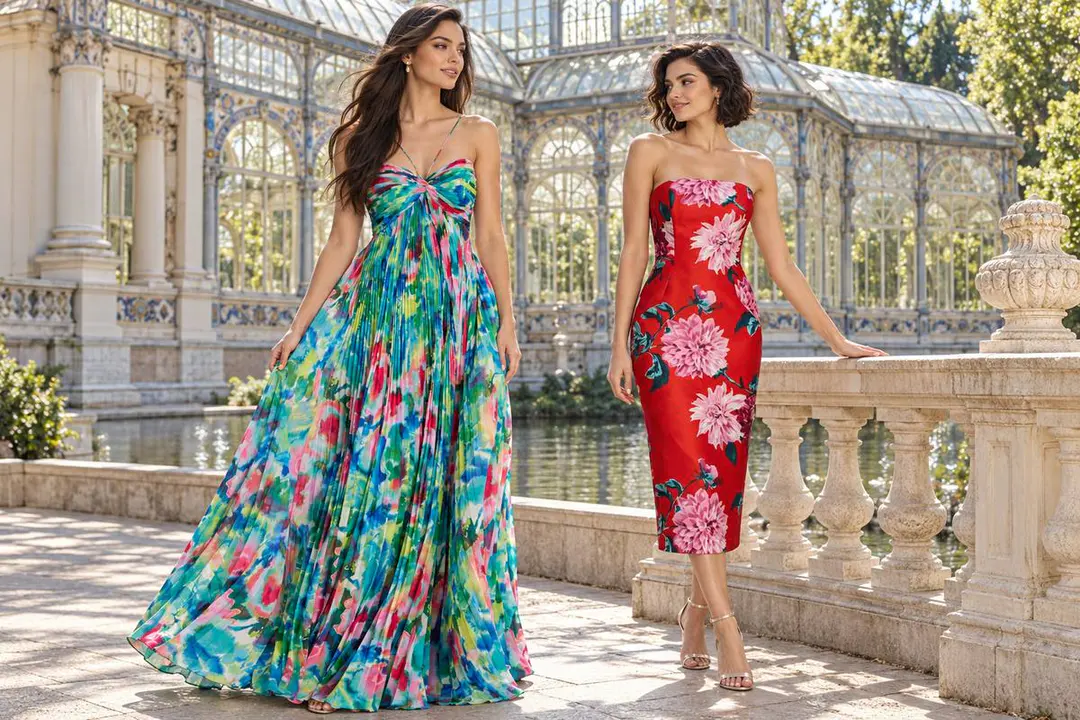 Maxi and midi printed prom dresses comparison