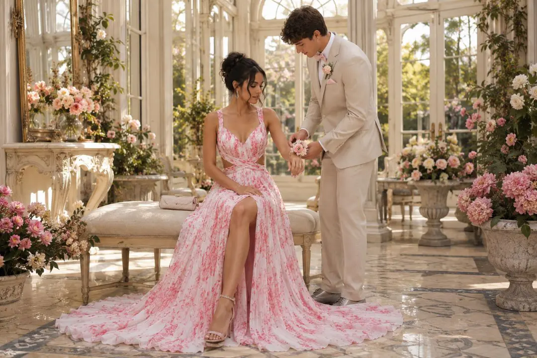 Prom dress corsage coordinated date accessories