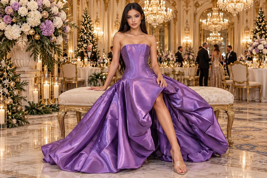 Navy formal gown for holiday hotel events