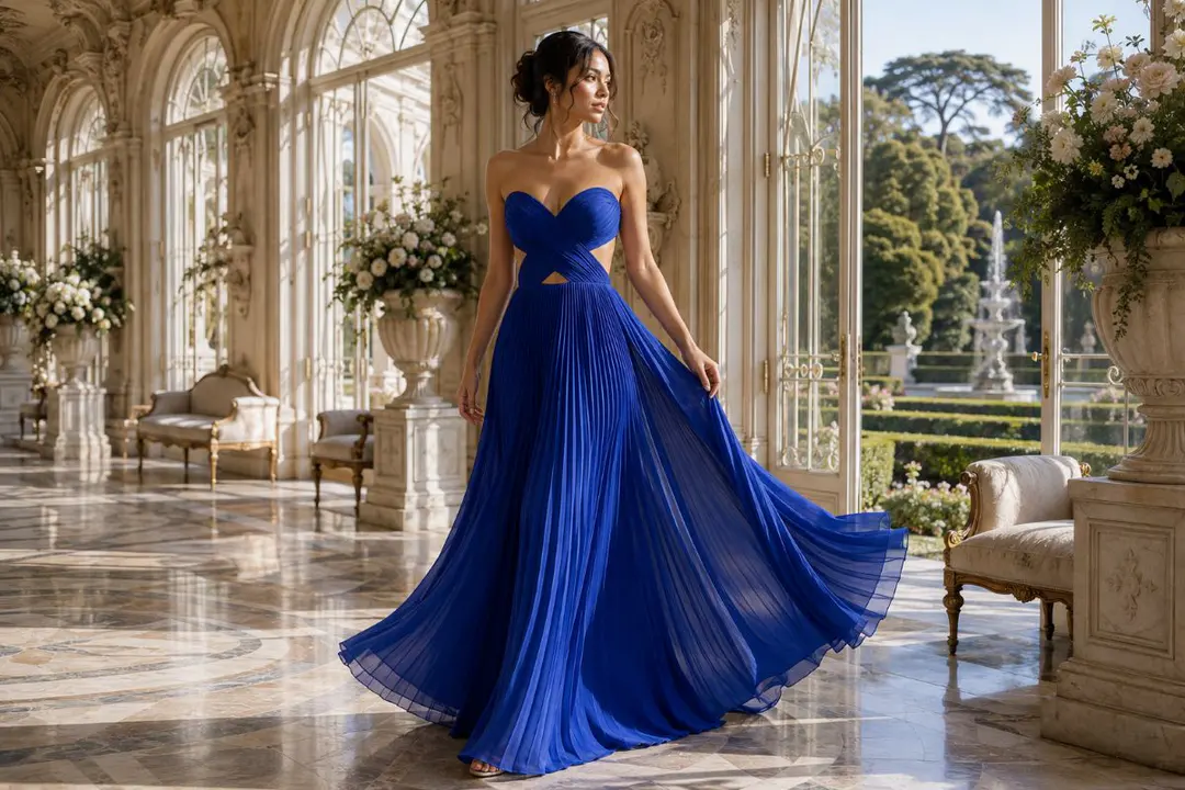 Royal blue floor length prom gown