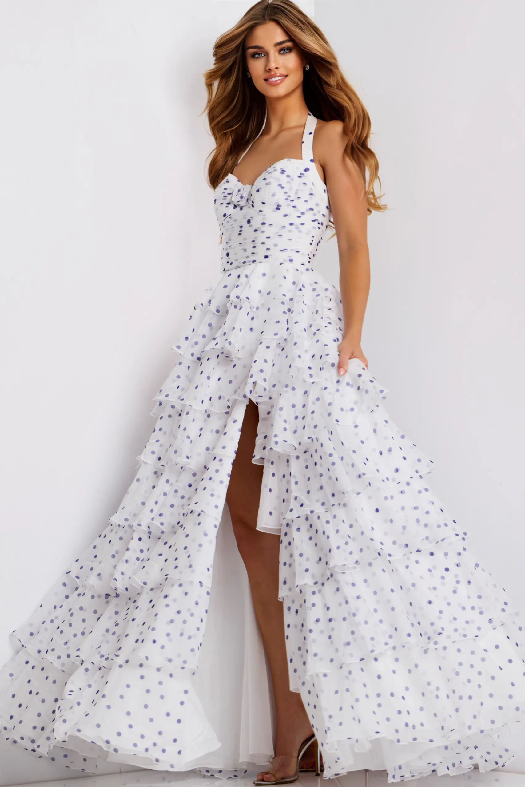 Polka Dot Tiered Ruffle Ball Gown 49776 | Jovani