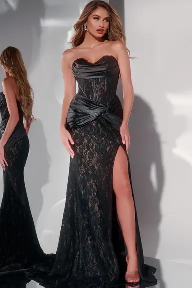 Black lace gown, Jovani style 43859