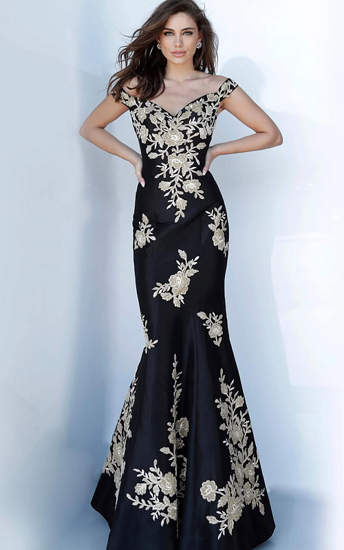 mermaid black and gold dress 00635