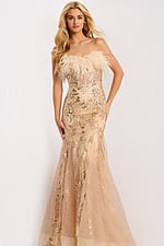 Feather trim gown 48465
