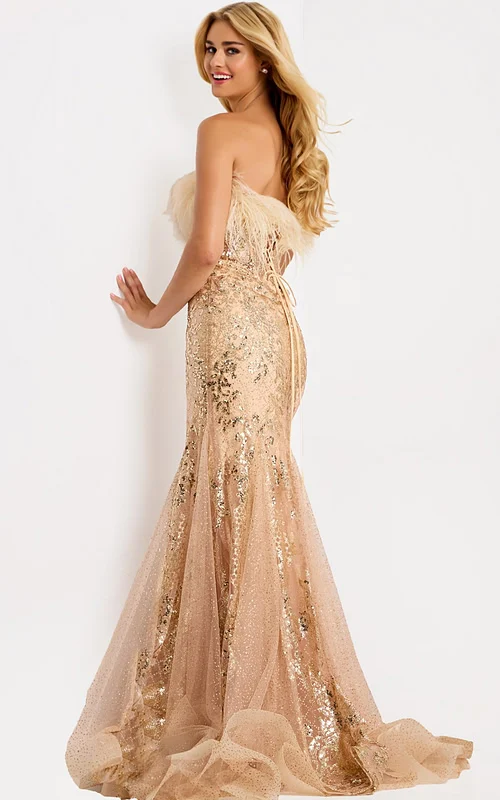 Feather detail gown 48465