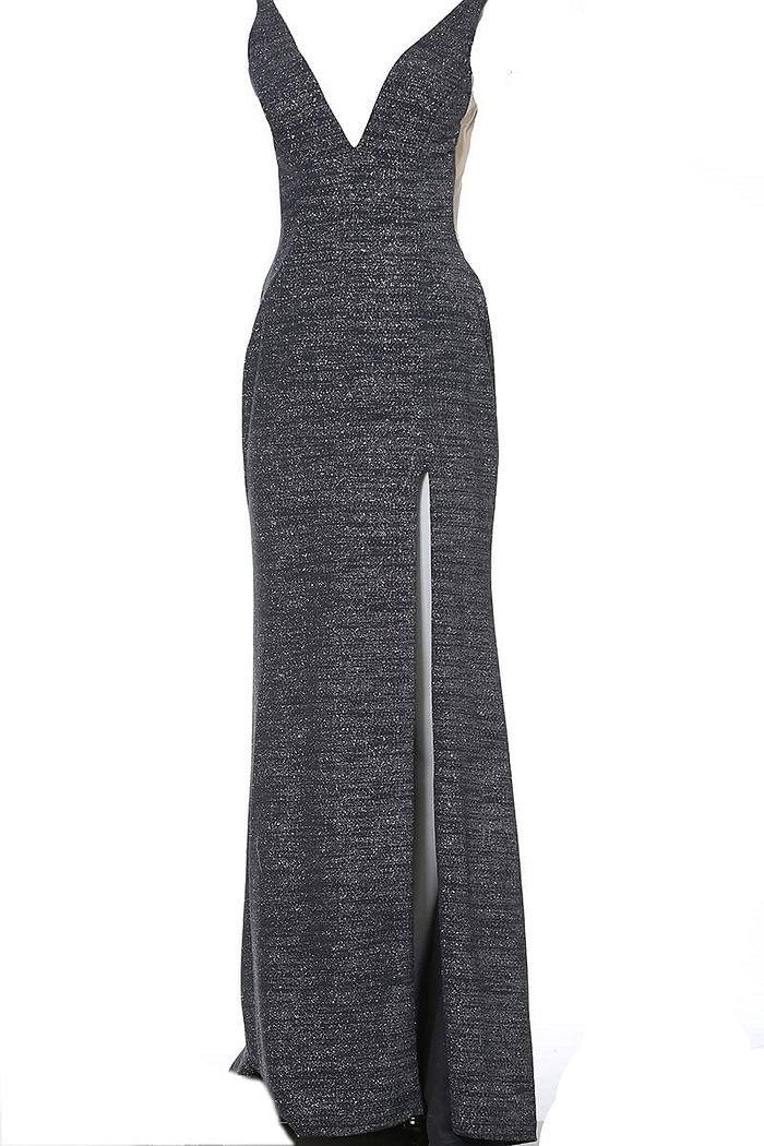 strapless open back dress Jovani 22346 Dresses 00 / Black Gunmetal main image 1