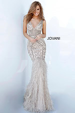 v neckline mermaid dress with feather details 02798