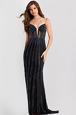 Deep V sequin gown 45624