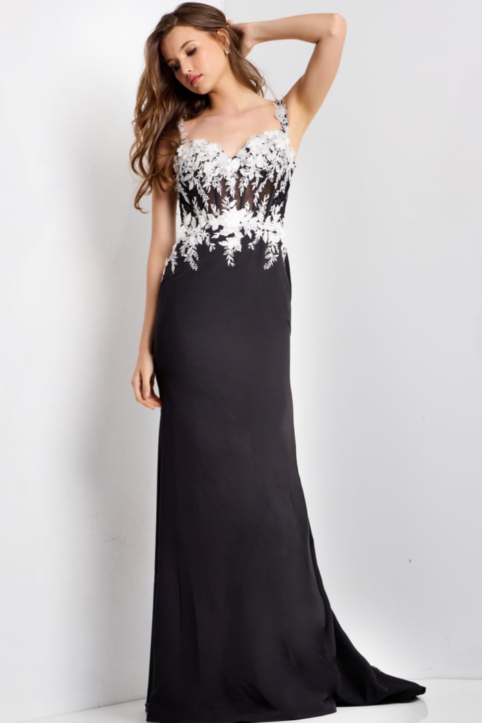 Sheer bodice formal dress 49465