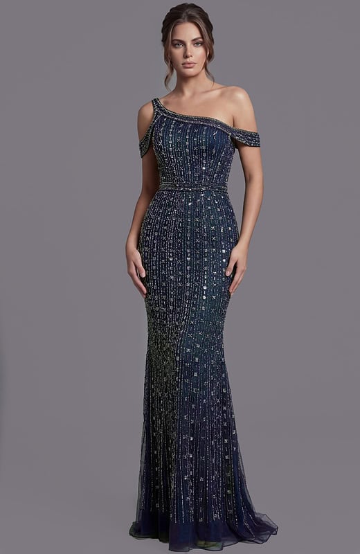 Jovani 03124 Beaded One Shoulder Evening Dress | Jovani