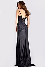 Black gown with sheer V-neck bodice 49616