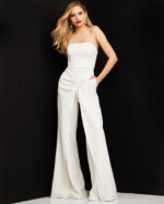 【YOURNUS】Kendo Ivory Over Wide Pants Jovani 03828 Ivory Strapless Wide Leg Evening Jumpsuit | Jovani