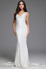 Jovani JB03910 Off White Cowl Neckline Bridal Dress | Jovani