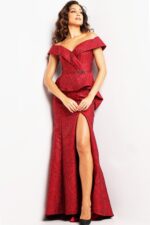 JOVANI SALE スタッド付きオープンバックロングドレス Halter Neck Gown with Embellished High Slit 43658 | Jovani