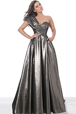 metallic one shoulder dress 04170