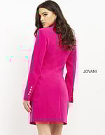 model wearing Jovani 04172 fuchsia blazer dress back view