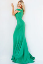 JOVANI SALE アシンメトリー スリット ロングカラードレス 緑 Elegant Embellished High Slit Dress D5034 | Jovani