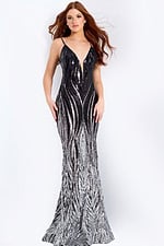 Deep V neckline fitted sequin dress 49316