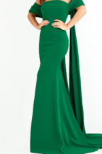 Jovani 04350 Lipstick Off the Shoulder Crepe Evening Dress