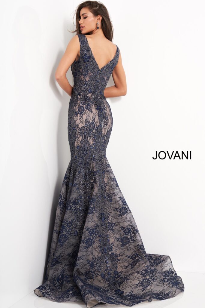 jovani navy lace dress
