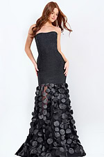 Black mermaid dress with 3D appliqué skirt 49344