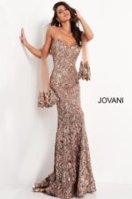 Front view of Jovani 05054 in copper, showcasing sweetheart neckline.