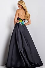 Black ball gown skirt with thigh-high slit 49233