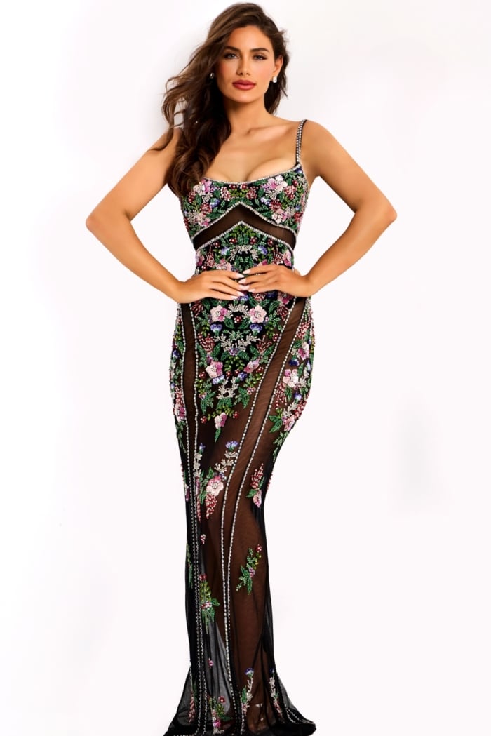 floral embellished dress 9709