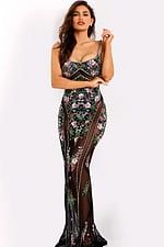 mermaid sheer black multi dress 9709