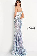 back view of Jovani 05664 in multi-color with detailed sequins