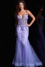 Jovani 05839 perri Plunging Neck Mermaid Prom Dress | Jovani