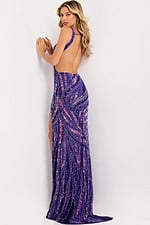 Fitted sequin evening gown in purple 47793