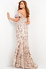 back view of 06169 café dress with floral details